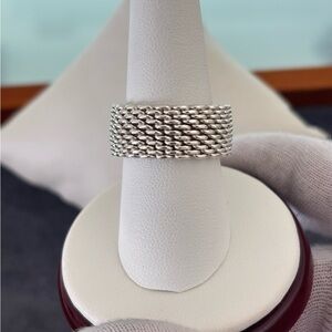 Tiffany & Co. Sterling silver Somerset Flexible Mesh Ring 8.5